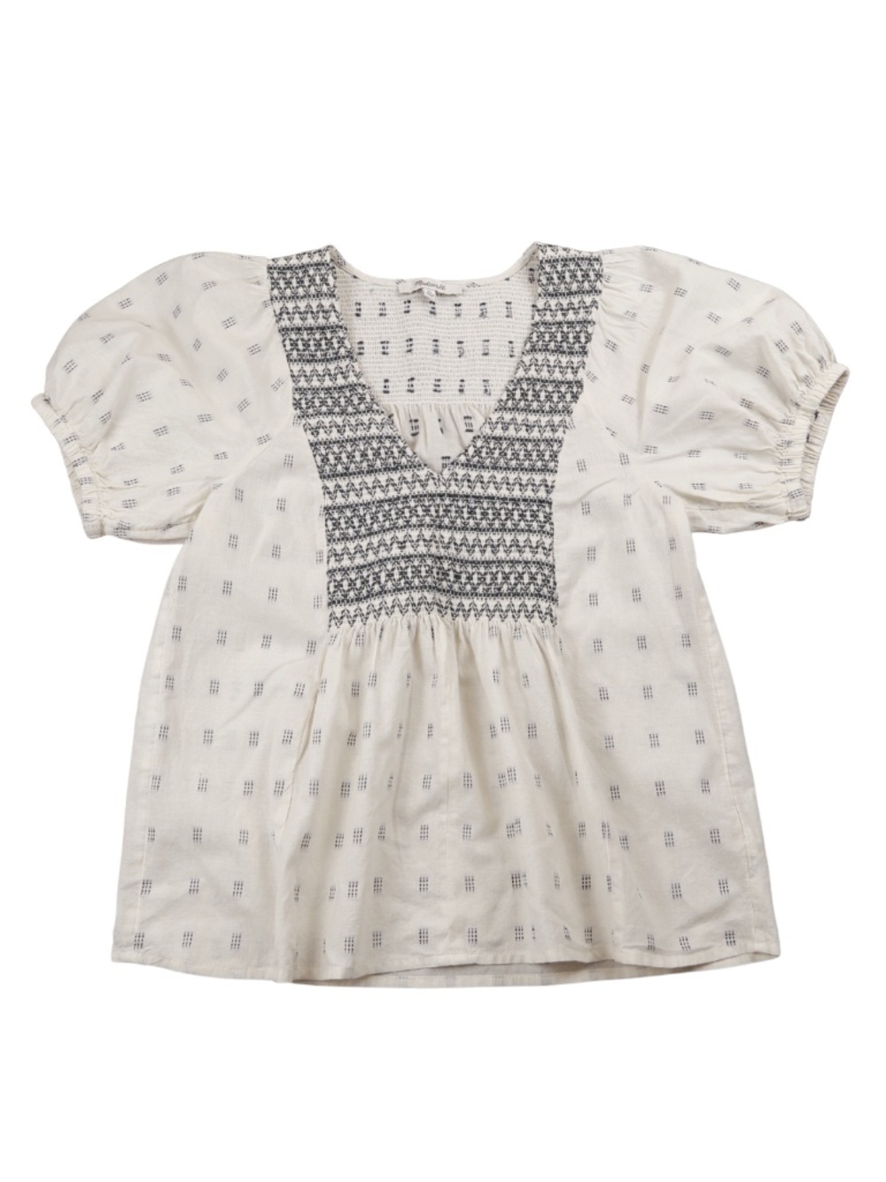 Madewell Embroidered Puff Sleeve Peasant Top XS